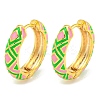 Rack Plating Rhombus Pattern Brass Enamel Hoop Earrings EJEW-C102-47G-06-1
