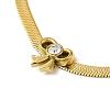 304 Stainless Steel Crystal Rhinestone Flat Snake Chain Bowknot Pendant Necklaces for Women NJEW-K383-03G-2