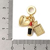 Rack Plating Brass Micro Pave Clear Cubic Zirconia Enamel European Dangle Charms KK-P279-45G-3