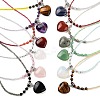 Natural & Synthetic Mixed Gemstone Heart Pendant Necklaces NJEW-G143-02-1