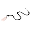 Natural Rose Quartz Rectangle Pendant Necklace with Nylon Cord for Women NJEW-C001-01A-03-3