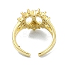 Brass with Cubic Zirconia Open Cuff Ring RJEW-B051-52G-3
