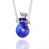 Lampwork Crown Perfume Bottle Pendant Necklace Titanium Steel 
Chains for Women BOTT-PW0005-09G-1