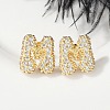 Brass Micro Pave Cubic Zirconia Stud Earrings EJEW-Z091-04G-M-5
