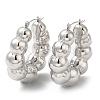 Non-Tarnish 304 Stainless Steel Round Beaded Hoop Earrings EJEW-Z022-04P-1