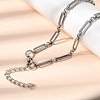 304 Stainless Steel Paperclip Chains Bracelet & Necklace Jewelry Sets SJEW-L199-21P-3