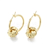 Brass Knot Beaded Hoop Earrings for Women EJEW-P205-10G-1