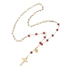 Natural Carnelian Round Rosary Bead Necklaces NJEW-JN05574-01-4