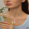 1Pc Butterfly & Teardrop Pendant Necklaces NJEW-LP0003-18RG-1