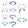 10Pcs Natural Gemstone Beads Stretch Bracelets for Women Men BJEW-HS00011-1