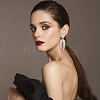2 Pairs 2 Colors Crystal Rhinestone Chain Tassel Dangle Stud Earrings EJEW-FI0001-02-6