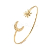 304 Stainless Steel Textured Sun Moon Open Cuff Bangles for Women SA-CBA5CC3-01G-4