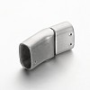 Tarnish Resistant Rectangle 304 Stainless Steel Matte Surface Magnetic Clasps with Glue-in Ends STAS-M195-06-2