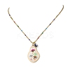 Printed Alloy Enamel Pear & Brass Enamel Evil Eye Pendant 304 Stainless Steel Enamel Dapped Chain Necklaces for Women NJEW-JN06361-3