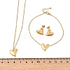 304 Stainless Steel Heart Pendant Necklaces & Bracelets & Stud Earrings Sets SJEW-P008-01G-6