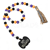 Round Wooden Beaded Halloween Decoration AJEW-WH20019-61-1