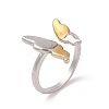 Two Tone Brass Butterfly Open Cuff Ring RJEW-B050-03-1