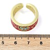 Brass Micro Pave Cubic Zirconia Enamel Cuff Rings for Women RJEW-L113-019G-02-5