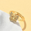 Brass Micro Pave Cubic Zirconia Adjustable Finger Rings for Women RJEW-A065-02G-3