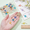 50Pcs Gradient Color Baking Paint Transparent Glass Starfish & ABS Plastic Imitation Pearl Connector Charms PALLOY-AR00033-3