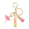 Letter A~Z Transparent Glitter Resin Pendant Keychains KEYC-FZ00024-09-1