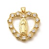 Religion Themed Rack Plating Brass Micro Pave Cubic Zirconia Pendants KK-L226-007G-01-1