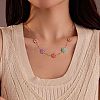 304 Stainless Seel Enamel Daisy Flower Link Chain Necklaces for Women NJEW-D303-01G-1