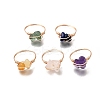 Natural Gemstone Braided Bead Chips Finger Rings RJEW-TA00216-01-2