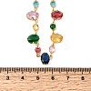 Brass Pave Colorful Cubic Zirconia Geometric Link Chain Necklaces NJEW-C111-03B-5