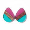 Transparent Resin & Walnut Wood Pendants RESI-M027-04G-1