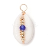 Natural Cowrie Shell Pendants PALLOY-JF02662-02-2