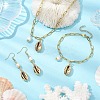 Natural Freshwater Pearl & Electroplated Shell Necklace and Bracelet and Dangle Earring Sets SJEW-JS01314-2
