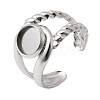 304 Stainless Steel Cuff Ring Components STAS-P454-01A-P-1