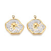 304 Stainless Steel and Polymer Clay Crystal Rhinestone Pendants STAS-T069-60G-1