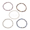Cube Natural Gemstone & Electroplate Non-magnetic Synthetic Hematite Beaded Stretch Bracelets for Women BJEW-JB13355-2