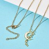 Brass Micro Pave Clear Cubic Zirconia White Moon with Star Pendant 304 Stainless Steel Chain Necklaces for Women NJEW-D341-11G-1