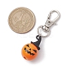 Halloween Theme Wood & Alloy Pumpkin Pendant Decoration HJEW-JM01979-3