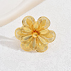 Elegant Hollow Flower Iron Cuff Rings for Bride Lady Daily Vacation Gift KR3281-4