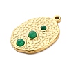 304 Stainless Steel Natural Green Aventurine Pendants STAS-H235-09G-03-2