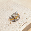 Bowknot 304 Stainless Steel Open Cuff Rings for Women RJEW-G339-05GP-02-1