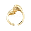 Rack Plating Heart Brass Micro Pave Cubic Zirconia Open Cuff Rings for Women RJEW-B064-08G-3