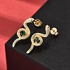 Snake Brass Micro Pave Cubic Zirconia Stud Earrings EJEW-A135-09G-3