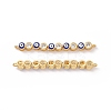 Flat Round with Evil Eye Pattern Brass Micro Pave Clear Cubic Zirconia Enamel Connector Charms KK-G435-44G-2
