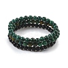 3Pcs 3 Style Natural African Turquoise(Jasper) & Black Agate Round Beaded Stretch Bracelets Set PW23030764297-2