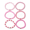 Handmade Polymer Clay Heishi Beads Stretch Bracelets Sets BJEW-JB05902-06-1