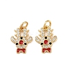 Christmas Brass Micro Pave Cubic Zirconia Enamel Charms KK-L255-19G-03-1