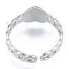 Non-Tarnish 304 Stainless Steel Heart with Chain Cuff Rings RJEW-N038-127P-3