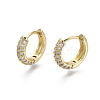 Brass Micro Pave Cubic Zirconia Huggie Hoop Earrings LS-EJEW-R144-004E-NF-1