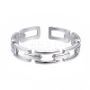 Non-Tarnish 304 Stainless Steel Rectangle Wrap Open Cuff Ring RJEW-T023-70P-1
