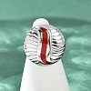 Flat Round 304 Stainless Steel Enamel Finger Rings for Women RJEW-G355-07P-02-3